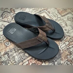 Reef Brown leather Flip Flops, men’s 8, women’s 10, EUC